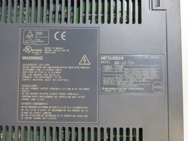 MITSUBISHI SERVO DRIVE MR-J3-70A MITSUBISHI – PFIParts