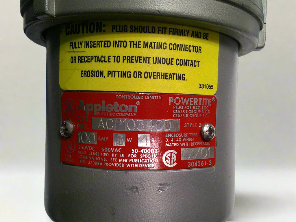 Appleton Ele Appleton Electric ACP1034CD Service Inlet Plug – PFIParts