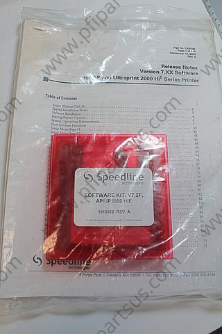 Speedline 1010922 Rev. A Software Kit V7.2F - Software Disk from [store] by Speedline Technologies - 1010922, Software Disk, Spare Parts, UP2000